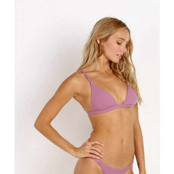 💕VITAMIN A💕 Rose Rib Moss Bikini Top ~ Ribbed Textured Dusty Rose 12 D XL NWOT - Picture 10 of 16